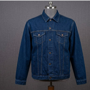 Wholesale Men Classic Blue Denim Jacket Cotton <b>Button</b> Up Trucker Jacket Casual Streetwear Vintage Jean Coat - Product Image 2