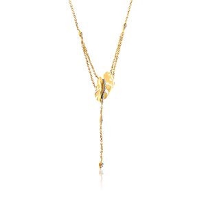 Collier en or jaune avec feuille de Monstera et diamant de laboratoire taille ronde, style bohème pour femme, bijou à porter au quotidien - Product Image 2