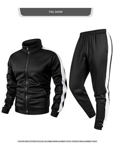 Ensemble de survêtement décontracté pour homme, veste à col montant zippée, pantalon de sport, ensemble 2 pièces, style hip-hop, pour la course et le jogging - Product Image 5
