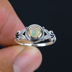 Women's <b>Ring</b> Natural Ethiopian <b>Opal</b> Gemstone October Birthstone Valentine Gift Solitaire <b>Ring</b> Jewelry 925 Sterling Silver <b>Ring</b> - Product Image 1