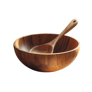 Ensemble de saladiers en bois d'acacia de qualité supérieure avec ustensiles de service, bol de service en bois sculpté à la main, vaisselle écologique - Product Image 2