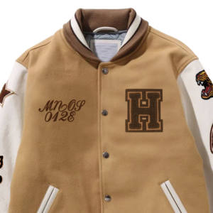 Windbreaker Custom Chenille Embroidery Patch <b>Letter</b> Front High Street Style <b>Men</b> Stand Collar Winter Coated Hooded Varsity <b>Jacket</b> - Product Image 4