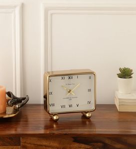Horloge de bureau en laiton, forme circulaire, mouvement à quartz, affichage à aiguilles, design traditionnel, fonctionne sur piles, sonnerie horaire. - Product Image 2