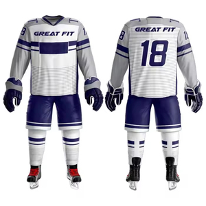 Ice Hockey Uniform Men's Adult Team Jersey 100% Polyester High Quality Customizable Design Logo Eco-Friendly Breathable - Product Image 1