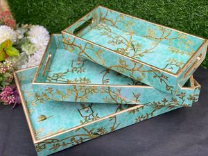 Juego Premium de 3 Bandejas de Almacenamiento de Madera MDF Pulida Hechas a Mano, Modernas y de Lujo, Aptas para Lavavajillas, Multifuncionales, Decorativas para Cocina y Comedor - Product Image 5