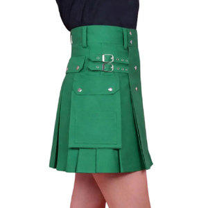 Kilt Cargo Vert Utilitaire pour Femme Style Écossais avec Poches – Vente en Gros Usine 2026 - Product Image 3
