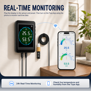 Thermomètre hygromètre intelligent double WiFi et Bluetooth, surveillance de la température et de l'humidité à distance 24h/24 et 7j/7 avec lecture en temps réel - Product Image 5
