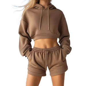 Venta al por mayor de ropa de fitness para gimnasio personalizado de 2 piezas conjunto de mujeres de cintura alta pantalones cortos de motorista y Top corto de deporte conjuntos de yoga - Product Image 4