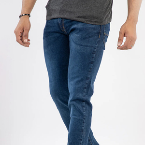 New Men's Business Blue Denim Straight Leg Pants Casual Loose High <b>Waist</b> <b>Elastic</b> Trousers Denim <b>Jeans</b> Pant - Product Image 5