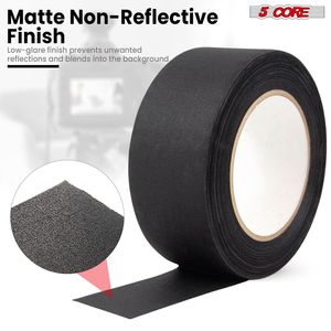 Nastro Adesivo Professionale per Gaffers, 2 Pollici x 30 Iarde, 4 Pezzi, Nero, in Cotone Resistente, Non Riflettente, Finitura Opaca, Adesivo Resistente all'Acqua - Product Image 4