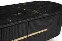 Mueble de TV Moderno de Madera Negra con Cubierta de Mármol Negro
