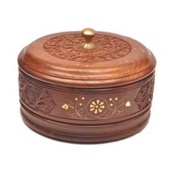 Boîte à chapati en bois de luxe, artisanale, écologique et durable, avec couvercle à rabat, design moderne, pour le rangement du pain et des roti