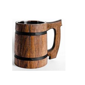 Chope à bière rustique écologique en bois pour bar à domicile, restaurant, rétro, style Viking, classique, vaisselle en bois, logo personnalisé, cadeau - Product Image 6