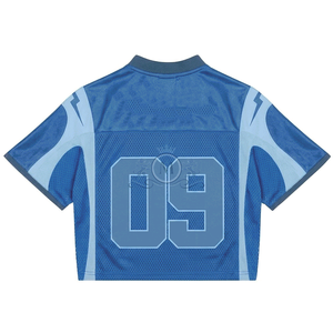 Camiseta de Hockey sobre Hielo Personalizada, Cuello en V, Manga Corta, Transpirable, Malla de Poliéster, Ropa Deportiva para Hombre Adulto, Número 09, Diseño Azul - Product Image 3