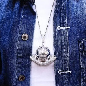 Iced Out Pyramid Wing <b>Pendant</b> <b>Silver</b> Tone Hip Hop Style Jewellery <b>Pendant</b> <b>for</b> <b>Men</b> with Moissaite - Product Image 4