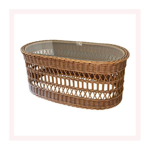 Mesa de Centro de Ratán Natural de Alta Gama con Estante de Almacenamiento, Tamaño Personalizado, para Decoración Moderna del Hogar - Product Image 1