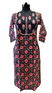 เสื้อคุर्ติแขนยาวพิมพ์ลาย ผ้าฝ้าย 100% ระบายอากาศได้ดี แห้งเร็ว ซักได้ เหมาะสำหรับใส่ทำงานในออฟฟิศ ดีไซน์เรียบง่าย สำหรับฤดูใบไม้ผลิ/ฤดูร้อน - Product Image 2