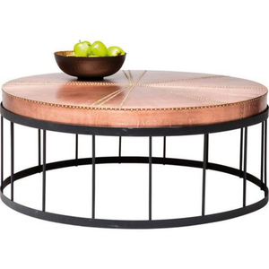 Fancy <b>Round</b> Coffee <b>Table</b> with Black Marble Top and Brushed Gold Brass Pedestal Base Center <b>Table</b> for Living Room Furniture - Product Image 3