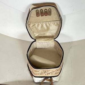 Étui à bijoux en cuir floral artisanal, véritable cuir de vachette, double compartiment, fermeture éclair portable, rangement pour bijoux - Product Image 5