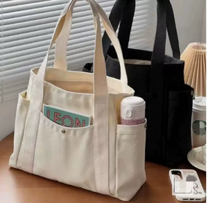 Bolsa de lona tipo tote, versátil, de gran capacidad, elegante, adecuada para el trabajo, libros, estilo artístico, uso estudiantil y para ir al trabajo. - Product Image 1
