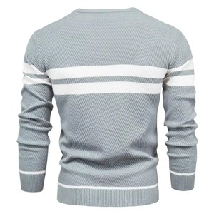 Pulls à capuche pour hommes de qualité supérieure, en molleton doux, coupe oversize, avec logo personnalisé OEM, pour commandes en gros, pull tricoté rayé bleu pour hommes - Product Image 6