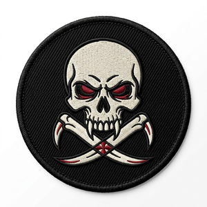 Parche Bordado Termoadhesivo de Calavera de Vampiro con Garras Cruzadas, Redondo, para Ropa, Motociclistas, Estilo Gótico, Aplique DIY, Etiqueta Personalizada para Sombrero - Product Image 1