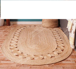 Tapis ovale en jute naturelle tressé à la main pour la décoration du salon, tapis ovale en jute tissé à la main respectueux de l'environnement, fibre naturelle - Product Image 1