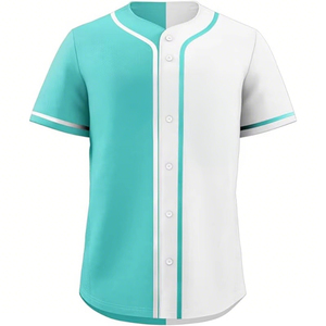 Nouveau design, logo personnalisé, vêtements de sport, séchage rapide, respirant, polyester, blanc et vert menthe, maillots de baseball sublimés - Product Image 1