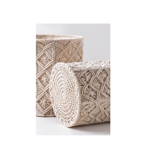 Panier de rangement artisanal en paille, corbeille de rangement en jonc de mer, panier en macramé avec poignée, panier en rotin pour la décoration intérieure - Product Image 2