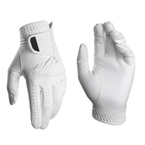 Professional Anti-Slip Great Feel Sheepskin Men's Golf <b>Gloves</b> Hook Loop Closure Embossed Printing Durable for Outdoor/Indoor Use - Product Image 1