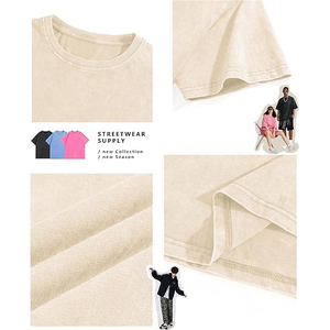 T-shirt délavé à l'acide avec effet marbré, en jersey doux, col ras du cou décontracté - Product Image 3
