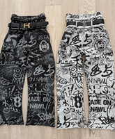 Ensemble de survêtement unisexe effet vieilli, léger, avec broderie imprimée, sweat à capuche personnalisé délavé à l'acide et pantalon de survêtement long, grandes tailles, couleur unie