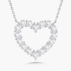Pendentif Cœur Ouvert Diamant de laboratoire taille ronde Luxueux Petites, Moyennes et Grandes Tailles Sertissage à griffes Colliers de 18 pouces Cadeaux Or massif 10K 14K 18K - Product Image 3
