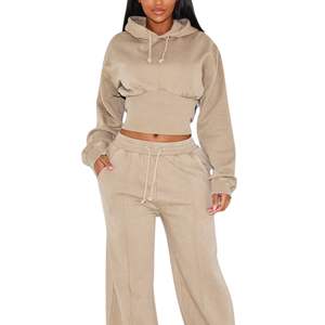 เสื้อฮู้ดครอปผู้หญิงผ้าฝ้ายคุณภาพสูงแบบกำหนดเอง รุ่นใหม่ล่าสุด แขนยาว สไตล์ลำลอง แฟชั่น เสื้อครอปฮู้ดดี้ รับผลิตตามสั่ง ขายส่ง - Product Image 1