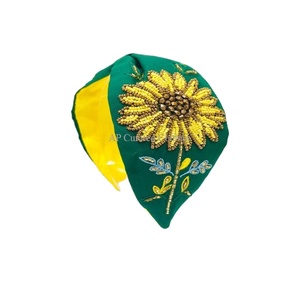 Serre-têtes perlés brodés à la main en velours crêpe japonais, style turban, pour femmes – Collection 2026, Vente Flash - Product Image 1