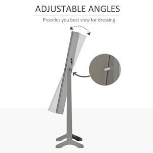 Armadietto Portagioie Grigio con Serratura, Specchio a Figura Intera e 4 Angoli Regolabili - Organizzatore da Terra - Product Image 6