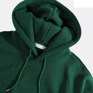 Sweat-shirt à capuche uni pour homme, coupe classique, décontracté, avec poche avant, vert olive - Product Image 2