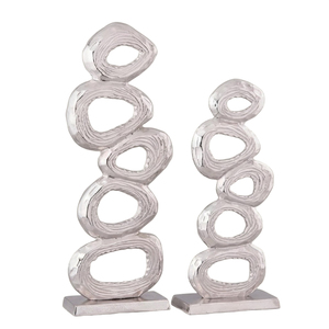 Escultura de Llama de Aluminio, Estatua de Metal Plateado de Lujo con Base Negra para Decoración de Vestíbulos de Hoteles de Lujo y Mesas de Hogar - Product Image 4