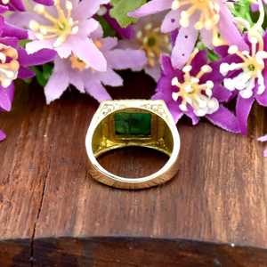 Natural Handmade Green Turquoise 18k Gold Vermeil Square Shape December Birthstone <b>Ring</b> 925 Sterling <b>Silver</b> <b>Ring</b> For <b>Men</b> - Product Image 6