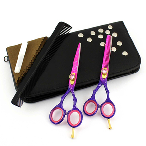 Ciseaux de coiffure professionnels SHAVE EDGE SE-4090, ensemble de ciseaux de barbier avec sac, outils personnalisés en acier inoxydable argenté, logo PVC - Product Image 1