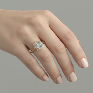 แหวนหมั้นสไตล์วินเทจกรอบชุบทองคำสีกุหลาบ ดีไซน์หรูหราประดับเพชรแบบฝังหนามเตย ได้รับการรับรอง แรงบันดาลใจจากอาร์ตเดโค - Product Image 5