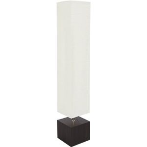 Lámpara de Pie de Papel de Arroz Blanco con Base de Madera Oscura, Iluminación Elegante para Decoración del Hogar - Product Image 1
