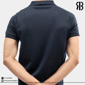 Trending Men's <b>Navy</b> Blue Short Sleeve Knitted <b>Polo</b> <b>Shirt</b> Solid Color Casual Breathable Cotton Top Regular Fit <b>Shirt</b> For Unisex - Product Image 6