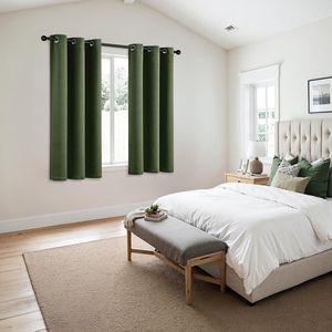 Tende Oscuranti Termoisolanti Verde Oliva Lunghe 160 cm, 2 Pannelli, Grigio Solido per Camera da Letto e Soggiorno - Product Image 3