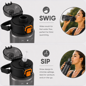 Botella de Agua Portátil de 1000 ml Libre de BPA, Tapa Abatible Segura a Prueba de Fugas para Fitness, Trabajo y Aventuras al Aire Libre - Product Image 4