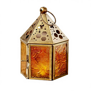 Decoraciones de Ramadán 2026, Mini Faroles Marroquíes Colgantes y de Mesa de Metal, Pequeños Faroles de Vidrio Coloridos para Velas - Product Image 1