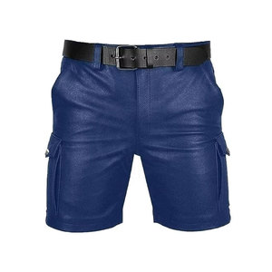 Men Casual <b>Leather</b> <b>Shorts</b> Mid Solid Pattern Breathable Waterproof Anti-Wrinkle Eco-Friendly Quick Dry Customized Color - Product Image 1