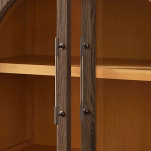 Modern <b>Rustic</b> Handmade Teak Wood Living Room Cabinet with Arched Glass Doors and Storage - Product Image 4