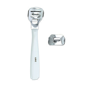 Pousse-cuticules professionnel en acier inoxydable, éliminateur de callosités pour les pieds, outil de rasage avec 10 lames à bord rasoir, râpe à pieds durable en plastique - Product Image 1
