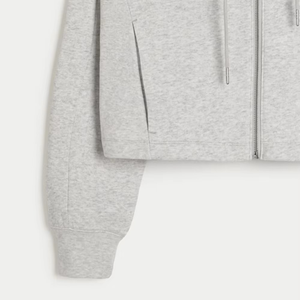 Sweat à capuche court zippé personnalisé pour femme Gilly Hicks, gris, en coton, style décontracté streetwear, impression numérique, OEM ODM - Product Image 5